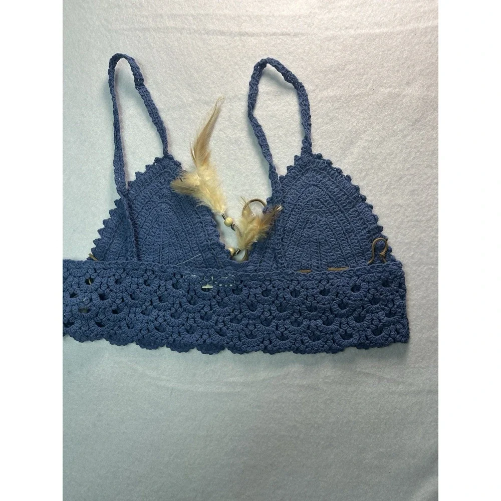 Bikini Crochet Top Denim Colored Size S/M Women's New